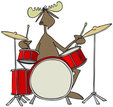 Moose playing drums Stock Illustration