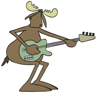 Moose playing an electric guitar Stock Illustration