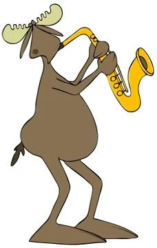Moose playing saxophone Stock Illustration