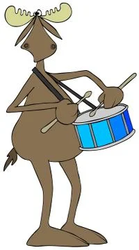 Moose playing a snare drum Stock Illustration
