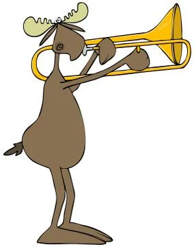 Moose playing a trombone Stock Illustration