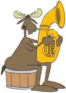 Moose playing a tuba Stock Illustration