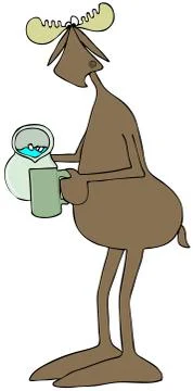 Moose pouring water from a pitcher Illustrazione stock