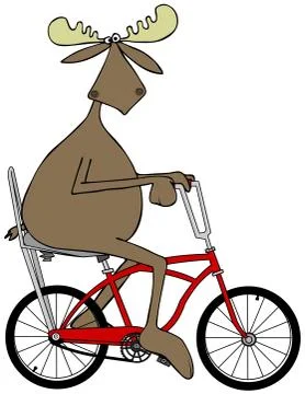 Moose riding a bicycle Stock Illustration
