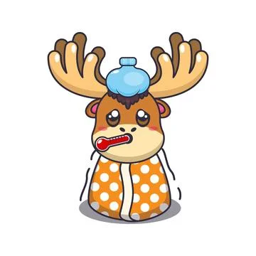 Moose sick cartoon vector illustration. Stock Illustration