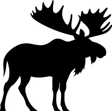 Moose Silhouette Vector Illustration White Background Illustrazione stock