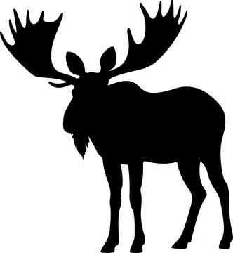 Moose Silhouette Vector Illustration White Background Stock Illustration