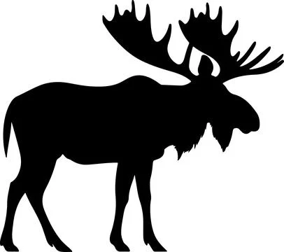 Moose Silhouette Vector Illustration White Background Stock Illustration