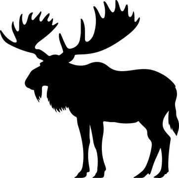 Moose Silhouette Vector Illustration White Background Stock Illustration