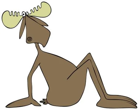 Moose sitting on its butt Illustrazione stock