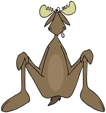 Moose sitting on its tail Stock Illustration
