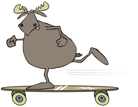 Moose on a skateboard Stock Illustration