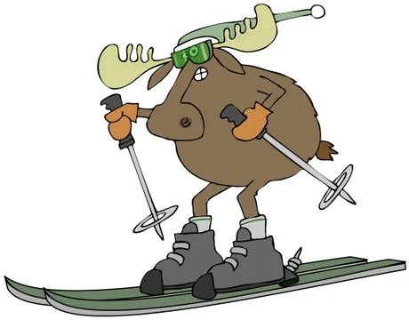 Moose on skis Stock Illustration