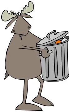 Moose taking out the garbage Stock Illustration