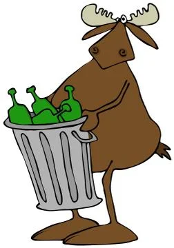 Moose taking out the garbage Stock Illustration