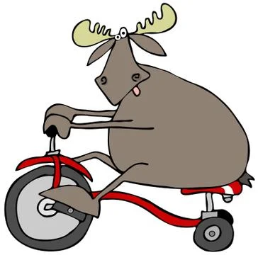 Moose on a tricycle Stock Illustration