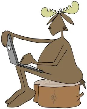 Moose using a laptop Stock Illustration