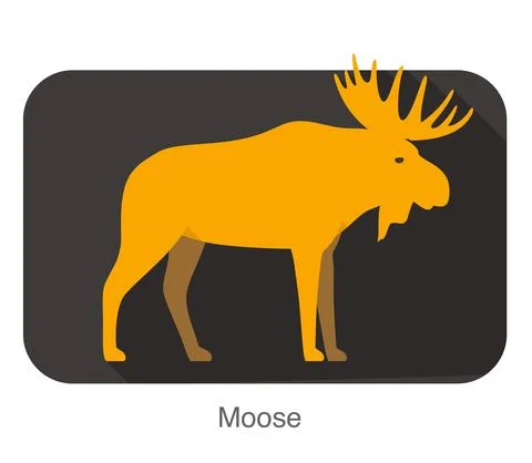 Moose walking flat 3D design vector illustration Stock Illustration