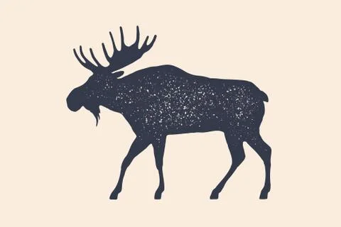 Moose, wild deer. Concept design of farm animals Stock Illustration