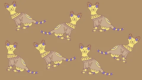 Mooving cats seamless loopin background Stock Footage 116333727