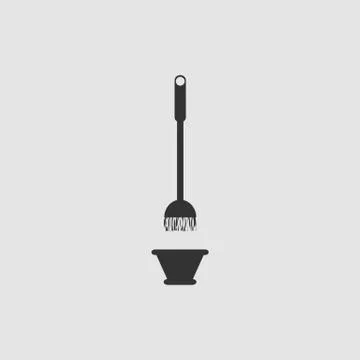 Mop and bucket icon flat. Stock Illustration