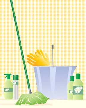 Mop and bucket Stock-Illustration