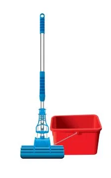 Mop and bucket Stock-Illustration