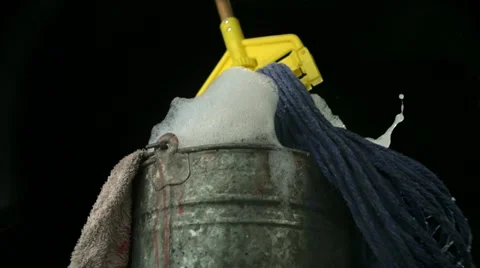 Mop and bucket, Slow Motion Stock Footage 12159678