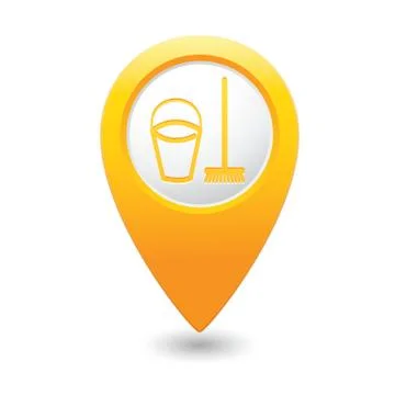 Mop and busket MAP pointer yellow Stock Illustration