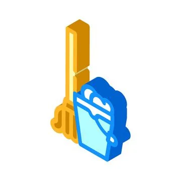 Mop with bucket isometric icon vector illustration Stock-Illustration