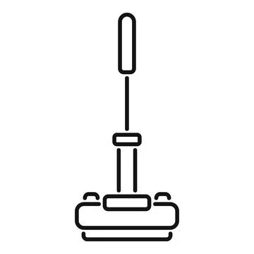 Mop cleaning tool with long handle for washing floor line icon Illustration