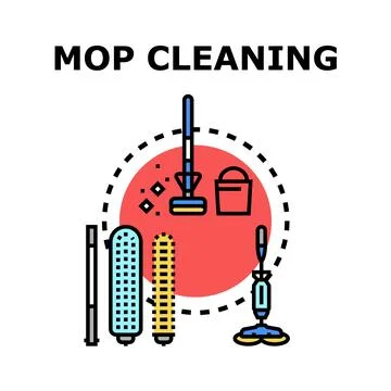 Mop cleaning tools and equipment concept vector Stock Illustration