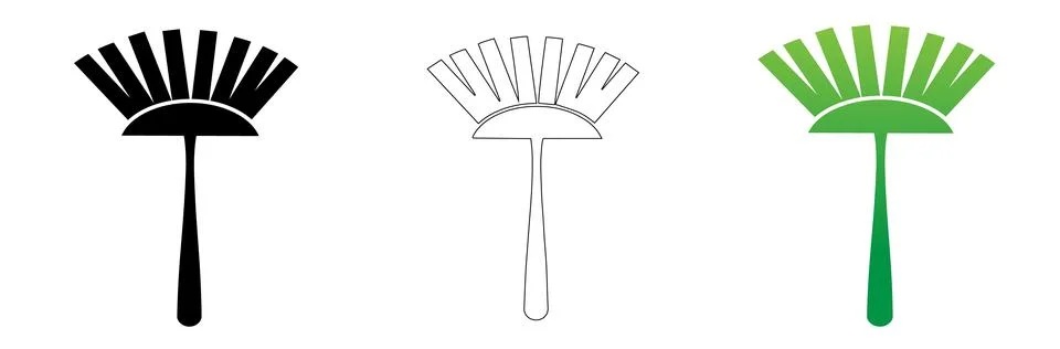 Mop Icon Set in Outline Solid and Green Vector Styles Stock Illustration