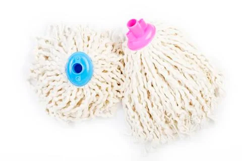 Mop of rope on white background Stock Photos