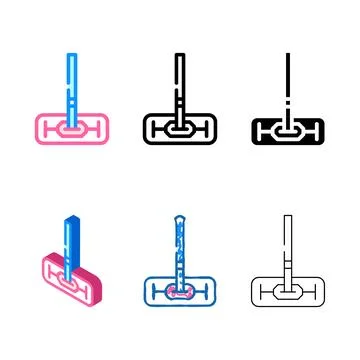 Mop tool color icon clean vector flat Stock Illustration