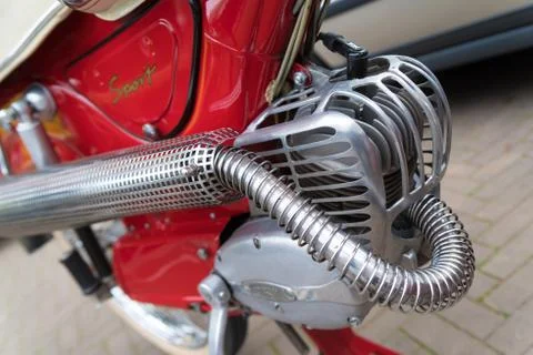 Moped chrome engine Stock Photos