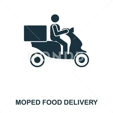Moped Food Delivery icon. Mobile apps, printing and more usage. Simple element Stock Illustration