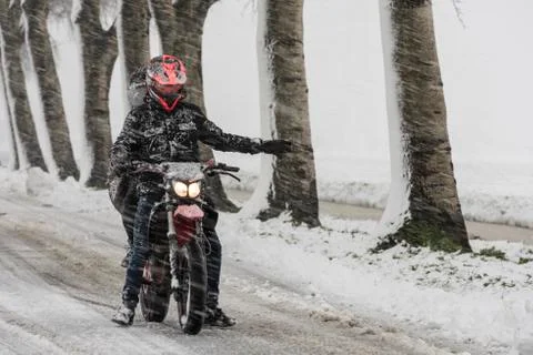 Moped in Snow Stock Photos