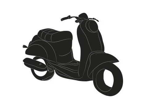 Moped stands drawing silhouette, vector Stock-Illustration