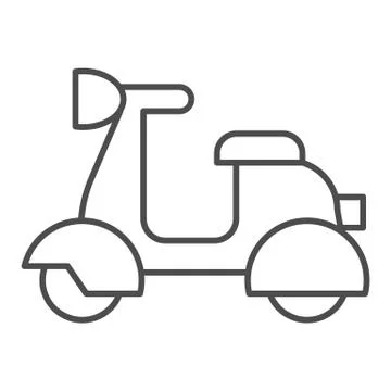 Moped thin line icon, Public transport concept, Scooter sign on white background Stock Illustration