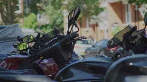 Moped, Vespa, Scooter,Motorcyce parked Stock Footage 93204985