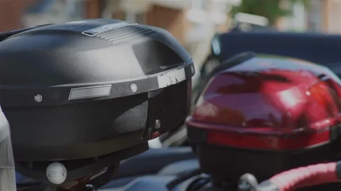 Moped, Vespa, Scooter,Motorcyce parked Stock Footage 93205429