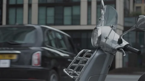 Moped, Vespa, Scooter,Motorcyce parked Stock Footage 93205683