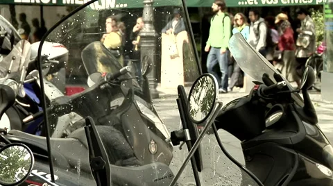 Moped Windshield in Paris Stock Footage 47533098
