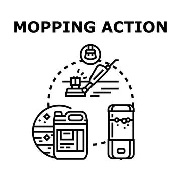 Mopping action concept for cleaning and hygiene Stock Illustration