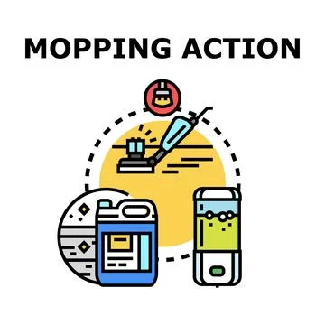 Mopping action concept for cleaning and hygiene Stock Illustration