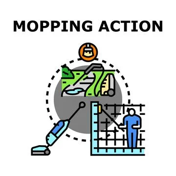 Mopping action concept in different situations Stock Illustration