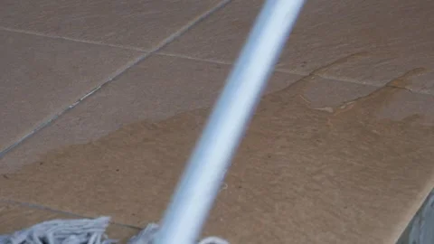 Mopping Ceramic Tile Floor Close Up Stock Footage 340346331