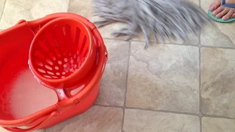 Mopping Floor With Bucket 스톡 동영상 75020635