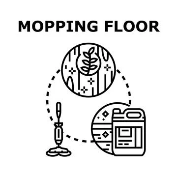 Mopping floor cleaning hygiene floor care chores concept Stock Illustration